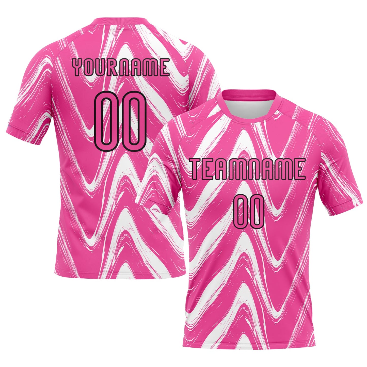 Custom Pink Black-White Fluid Sublimation Volleyball Uniform Jersey - Main View