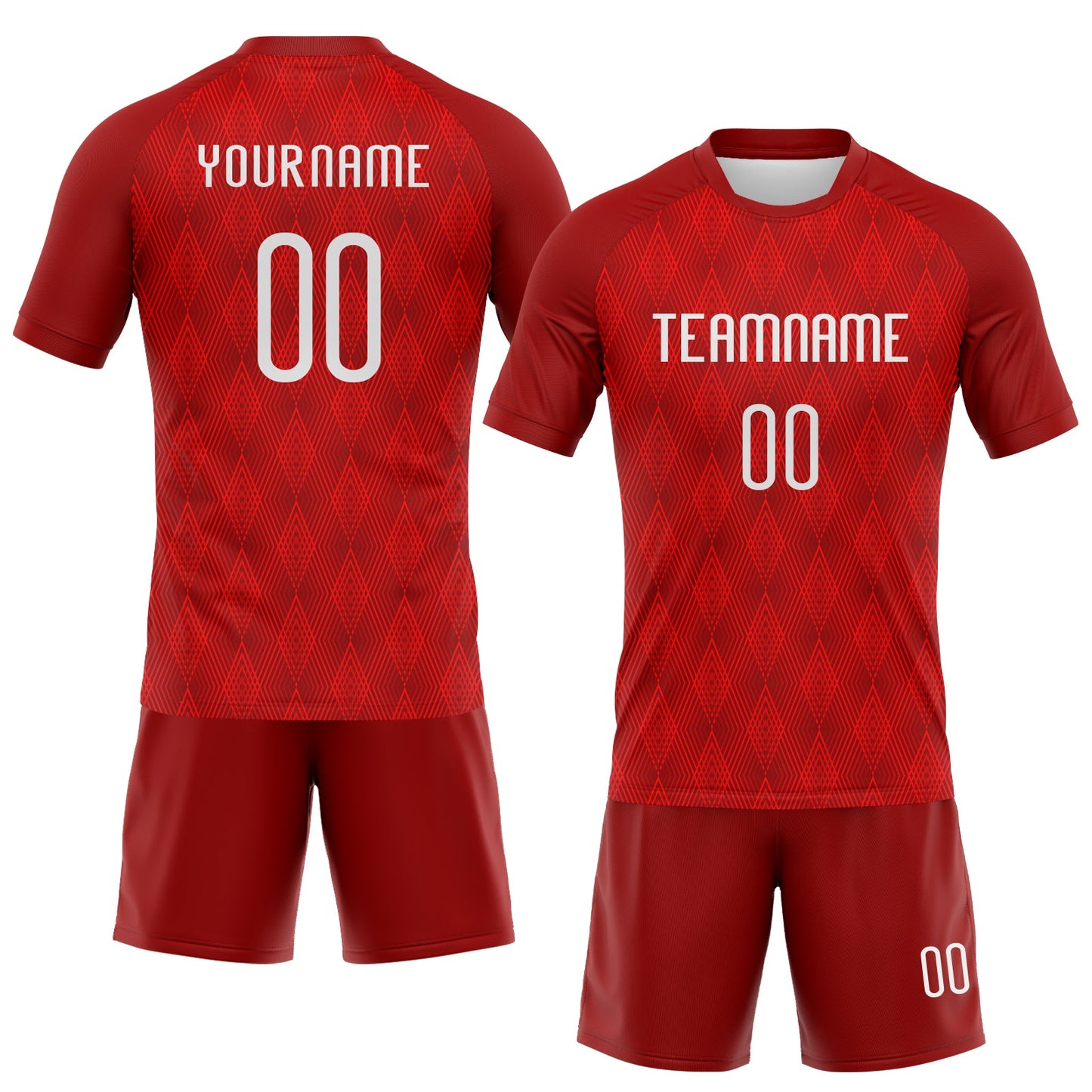 Custom Red White Geometric Shape Sublimation Volleyball Uniform Jersey view 2