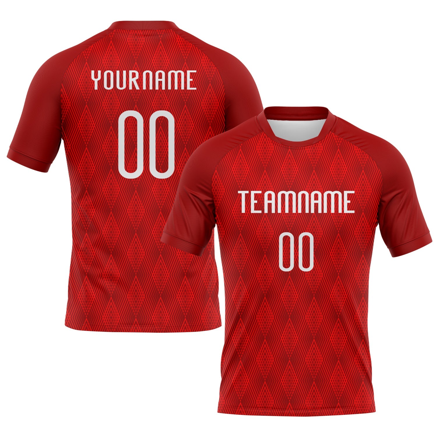 Custom Red White Geometric Shape Sublimation Volleyball Uniform Jersey - Main View