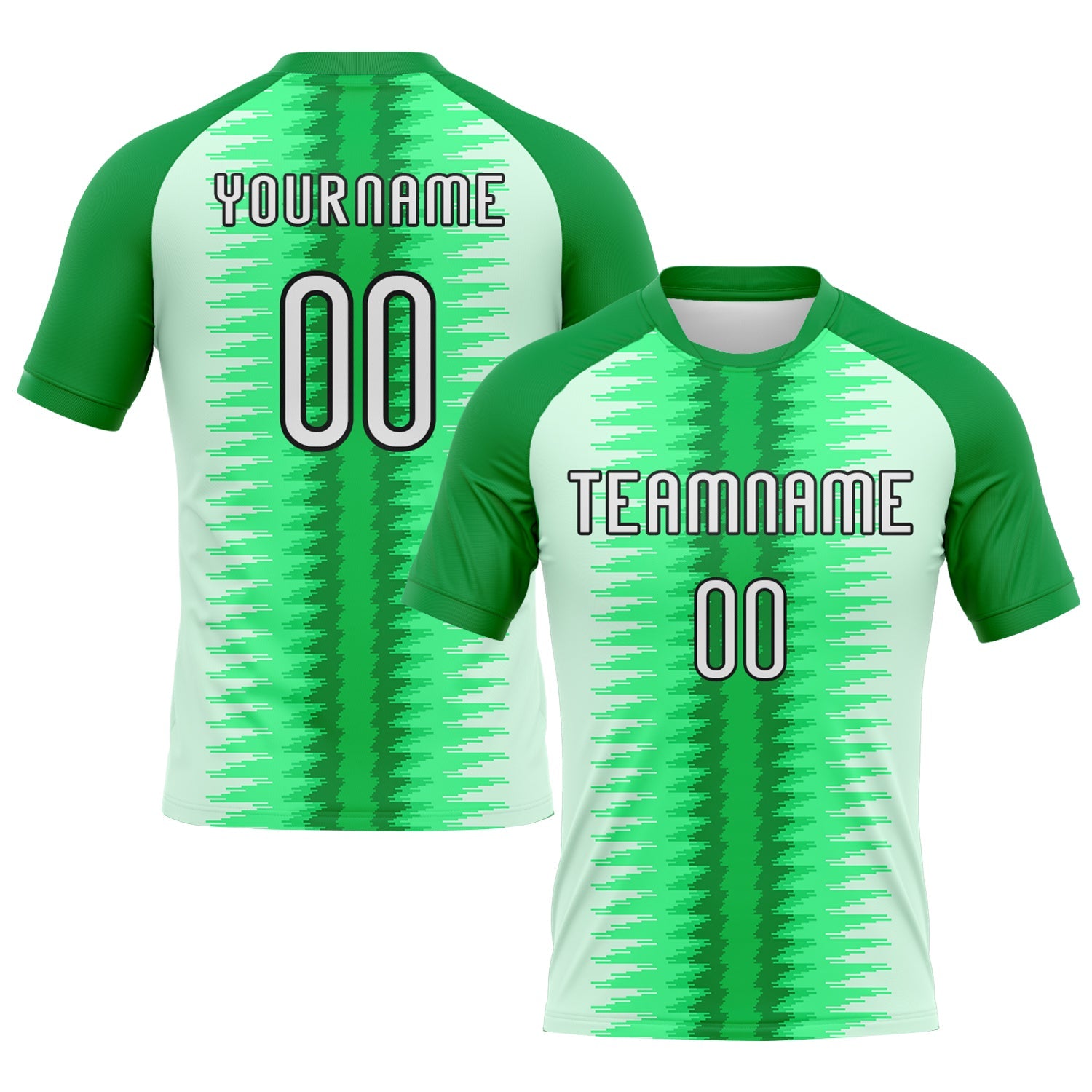 Custom Kelly Green White-Black Abstract Lines Sublimation Volleyball Uniform Jersey - Main View