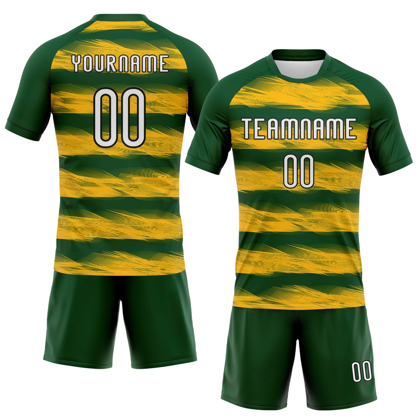 Custom Green Yellow-Black Abstract Lines Sublimation Volleyball Uniform Jersey view 2