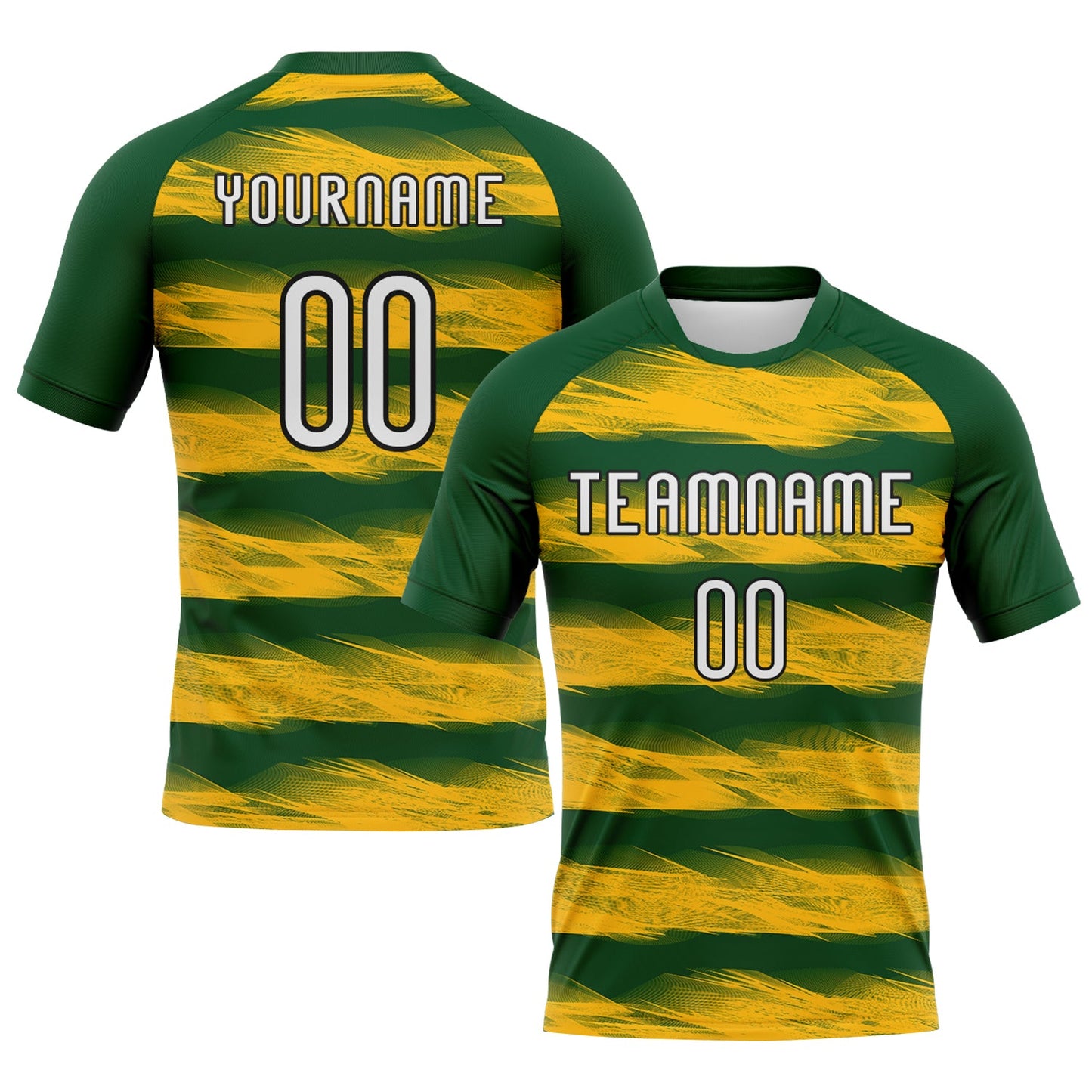 Custom Green Yellow-Black Abstract Lines Sublimation Volleyball Uniform Jersey - Main View