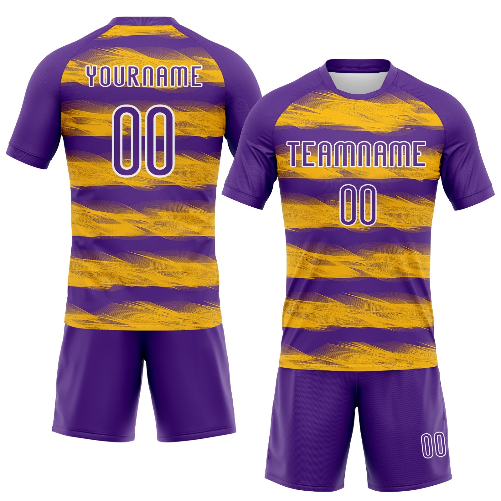 Custom Purple Yellow-White Abstract Lines Sublimation Volleyball Uniform Jersey view 2