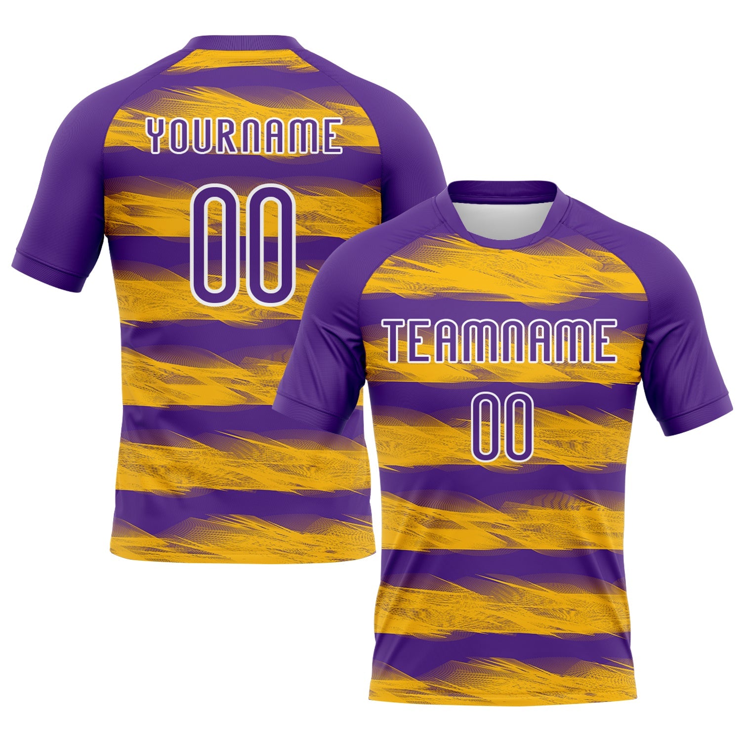 Custom Purple Yellow-White Abstract Lines Sublimation Volleyball Uniform Jersey - Main View