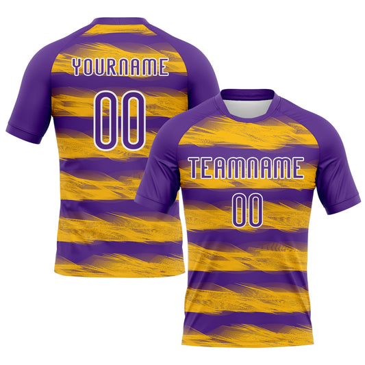 Custom Purple Yellow-White Abstract Lines Sublimation Volleyball Uniform Jersey - Main View