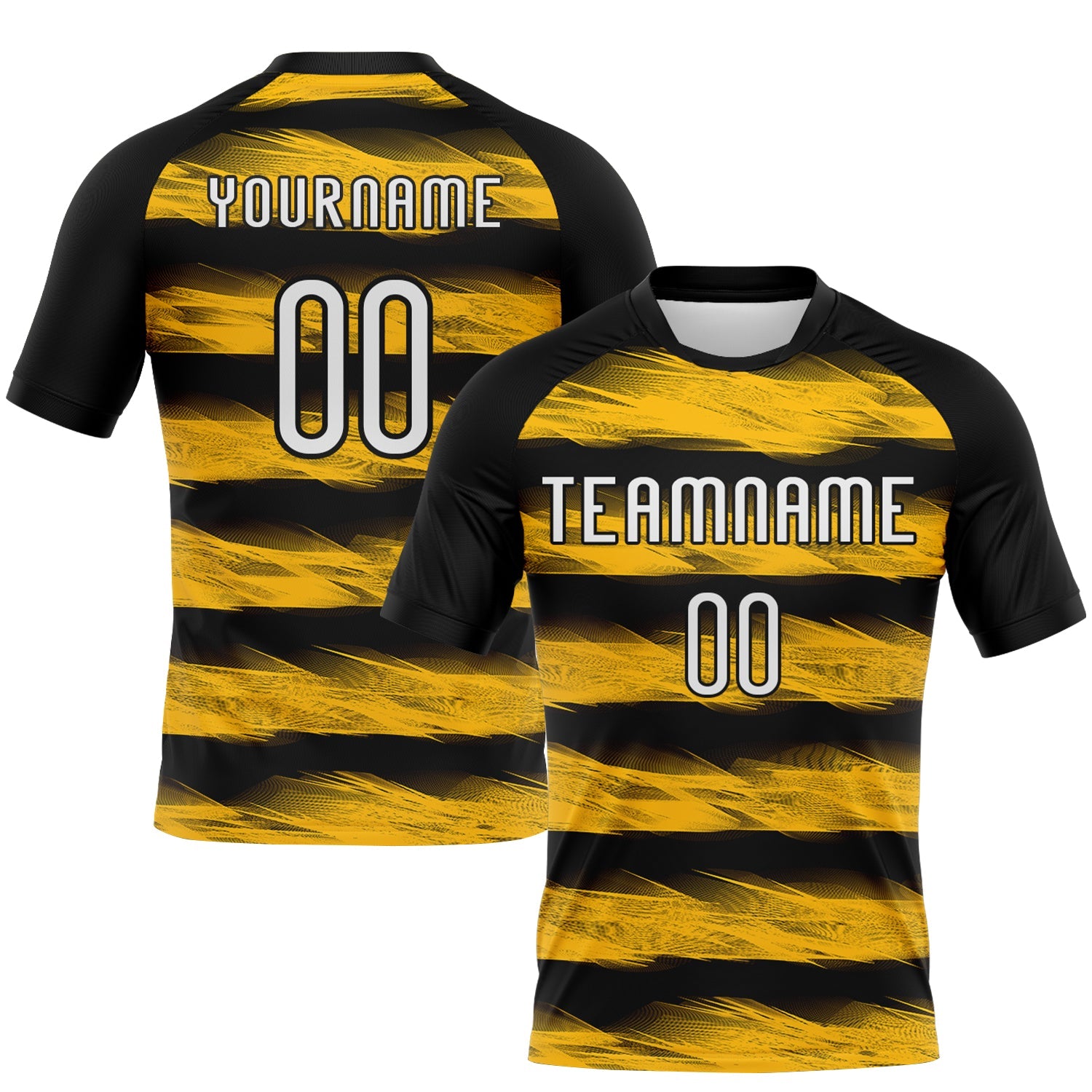 Custom Black White-Yellow Abstract Lines Sublimation Volleyball Uniform Jersey - Main View