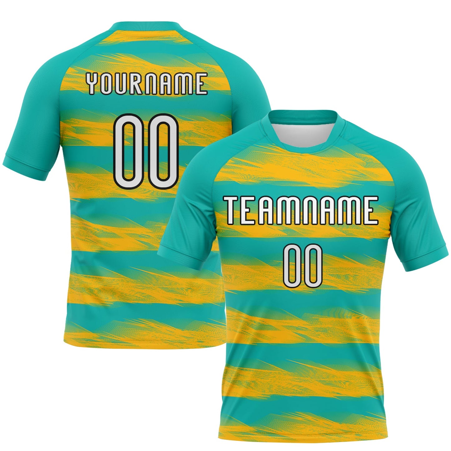 Custom Aqua Yellow-Black Abstract Lines Sublimation Volleyball Uniform Jersey - Main View