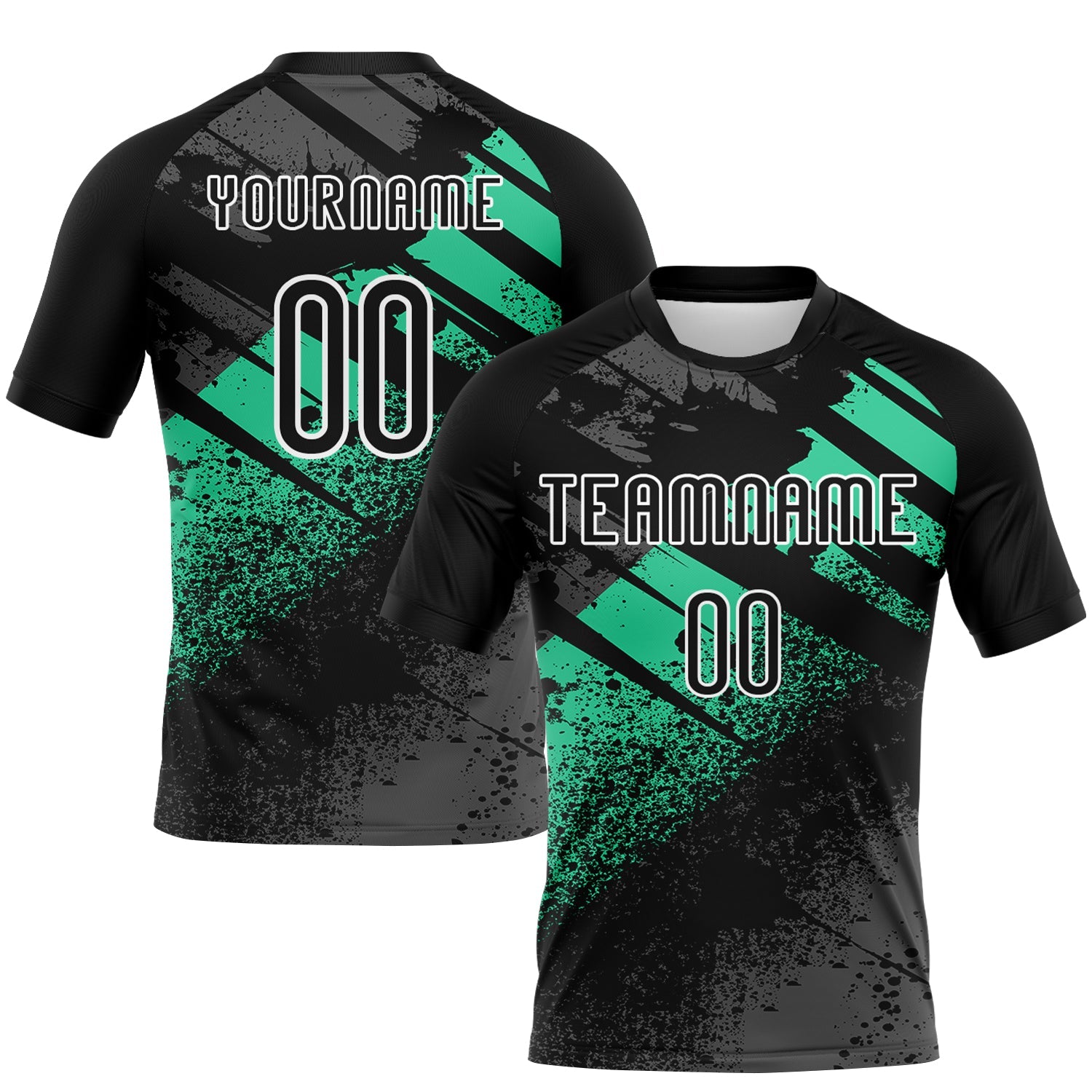 Custom Black Pea Green-White Splash Sublimation Volleyball Uniform Jersey - Main View