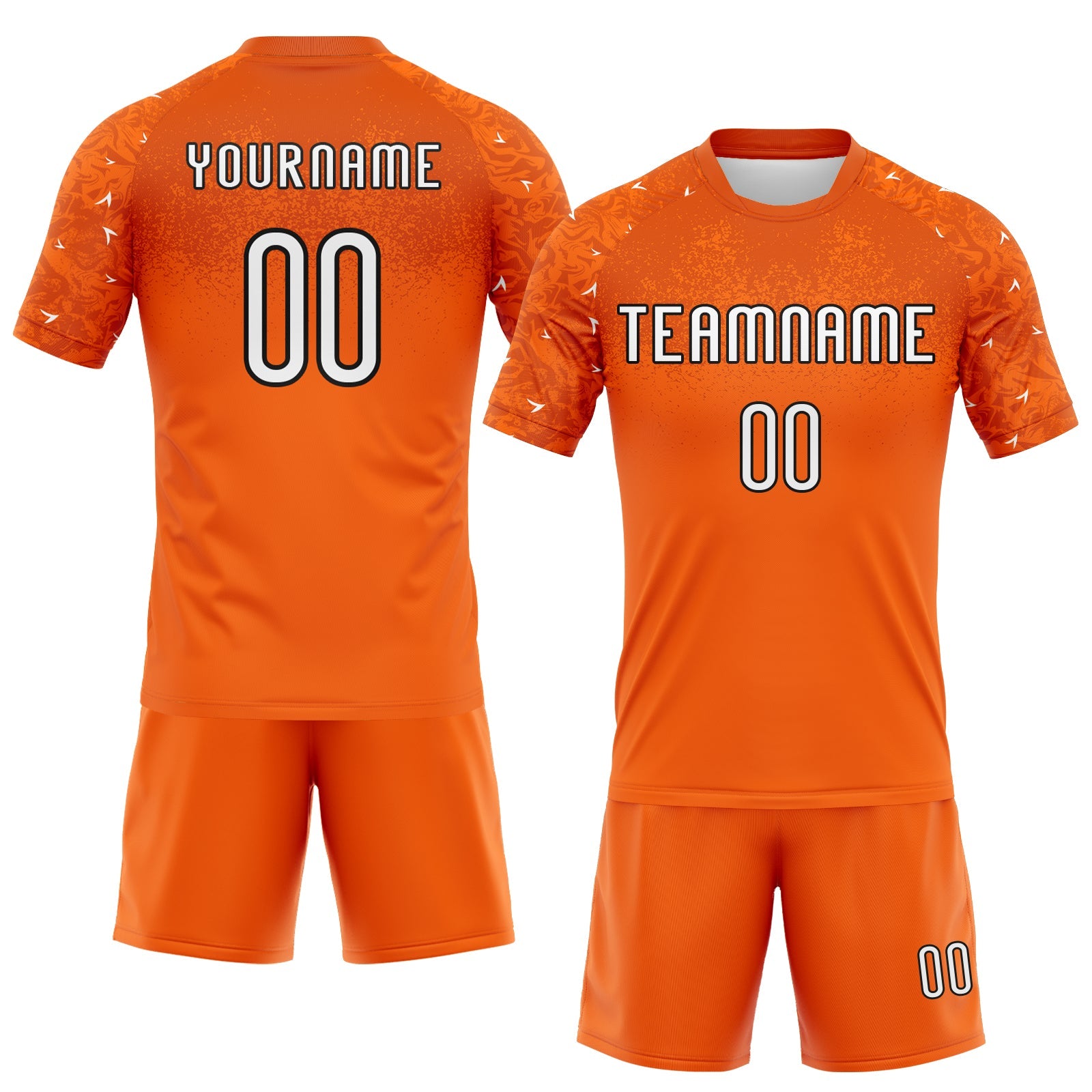 Custom Orange White-Black Abstract Shape Sublimation Volleyball Uniform Jersey view 2