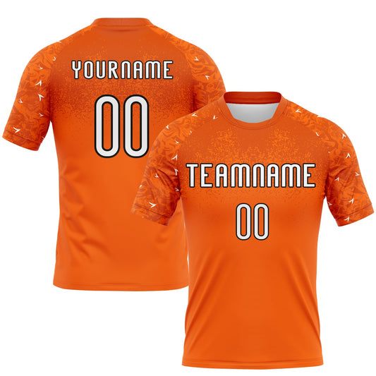Custom Orange White-Black Abstract Shape Sublimation Volleyball Uniform Jersey - Main View