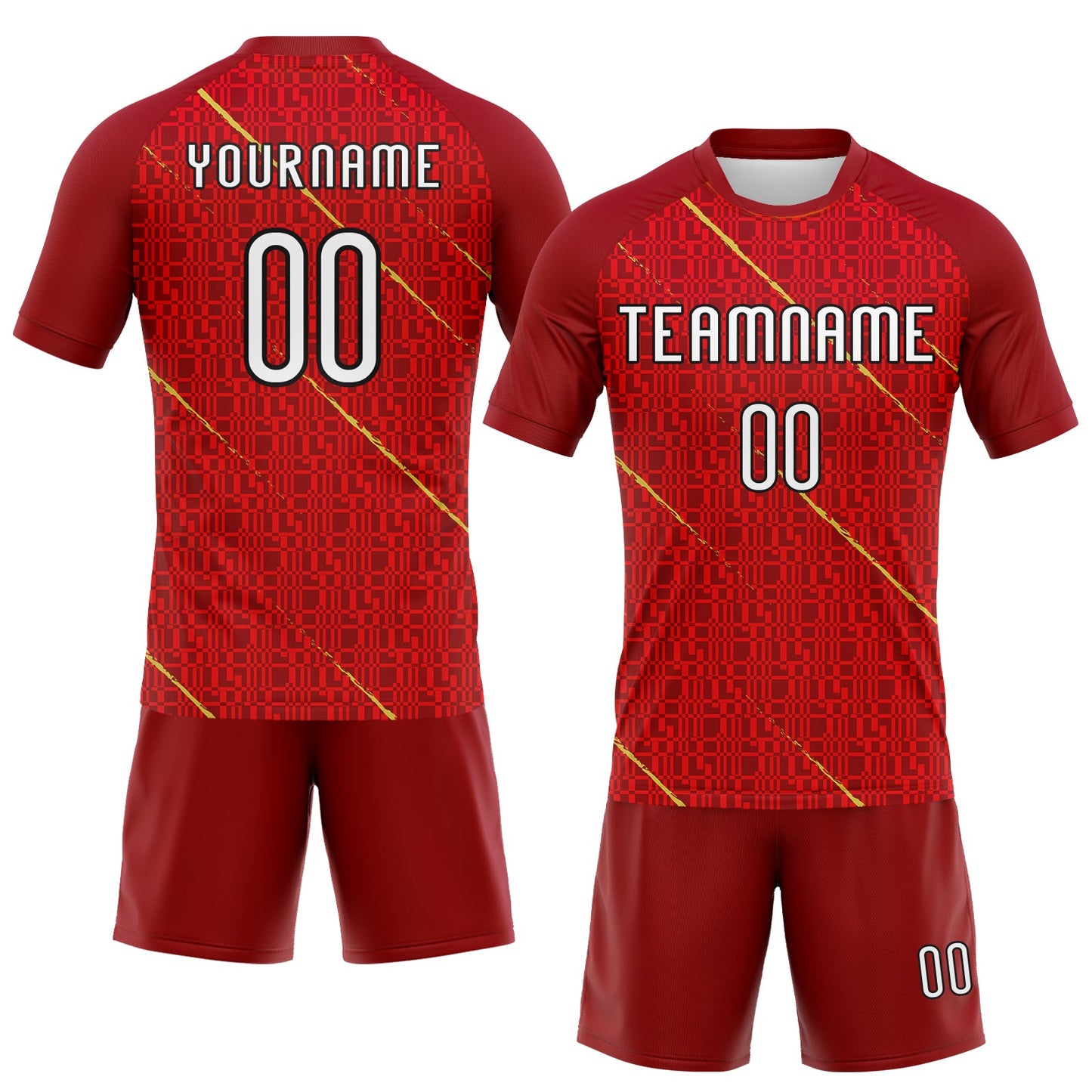 Custom Red White-Black Lines Sublimation Volleyball Uniform Jersey view 2