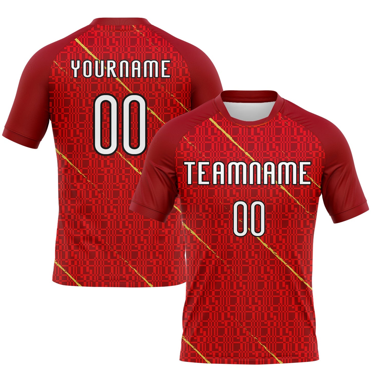 Custom Red White-Black Lines Sublimation Volleyball Uniform Jersey - Main View