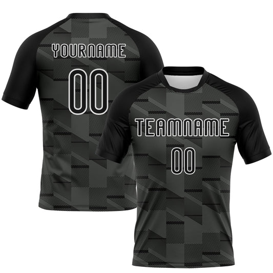Custom Black White Lines Sublimation Volleyball Uniform Jersey - Main View