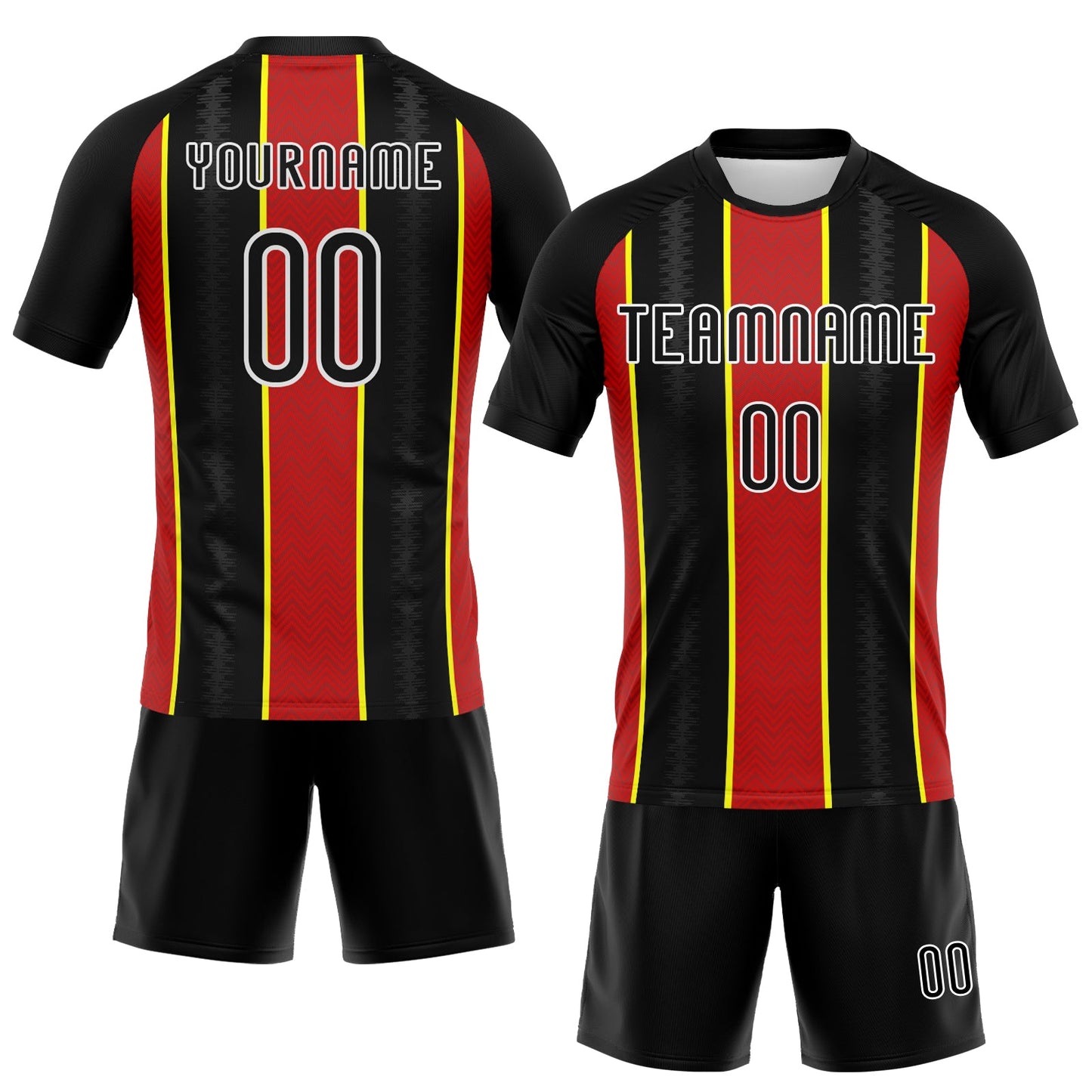 Custom Black Red-Light Yellow Lines Sublimation Volleyball Uniform Jersey view 2