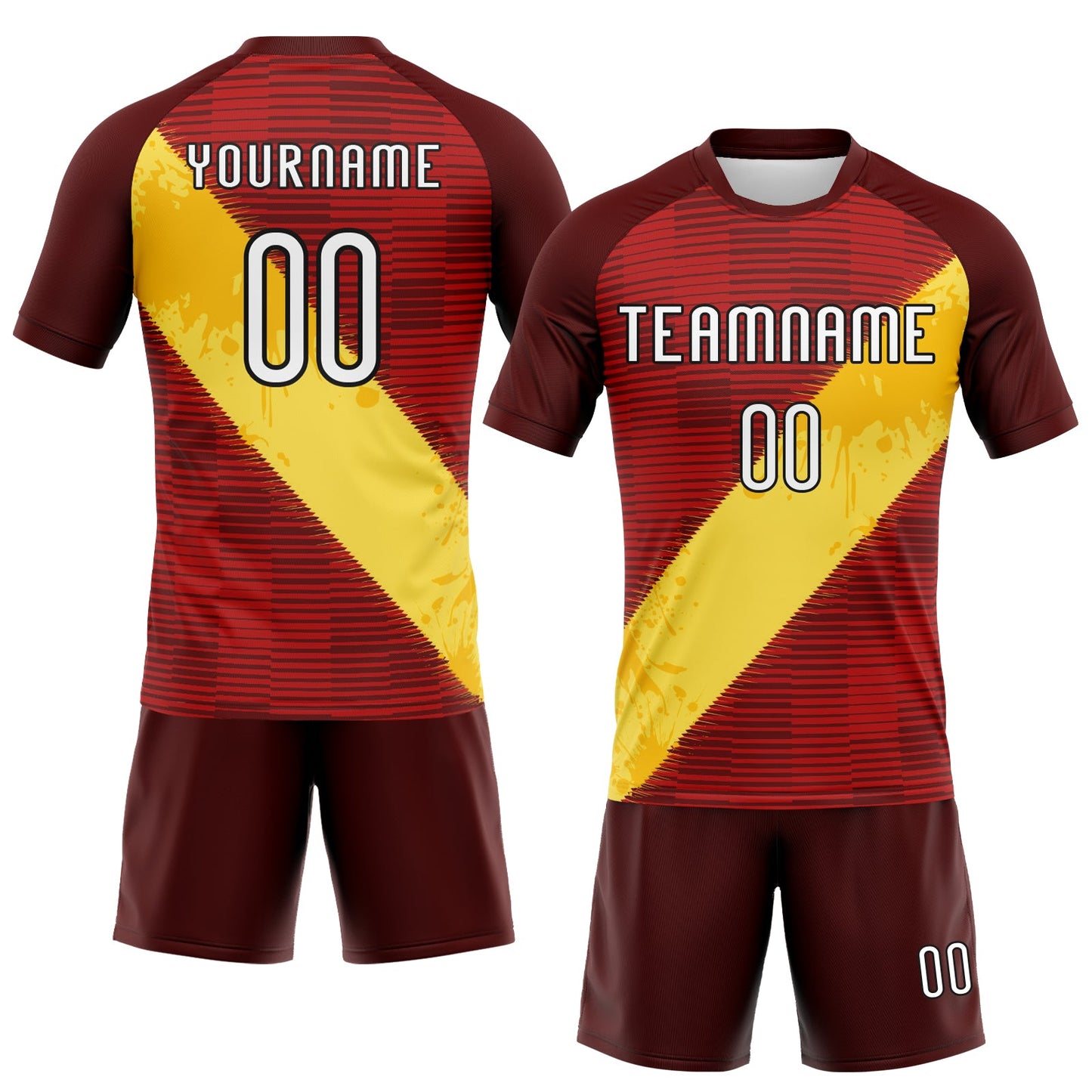 Custom Red Yellow-Black Lines Sublimation Volleyball Uniform Jersey view 2