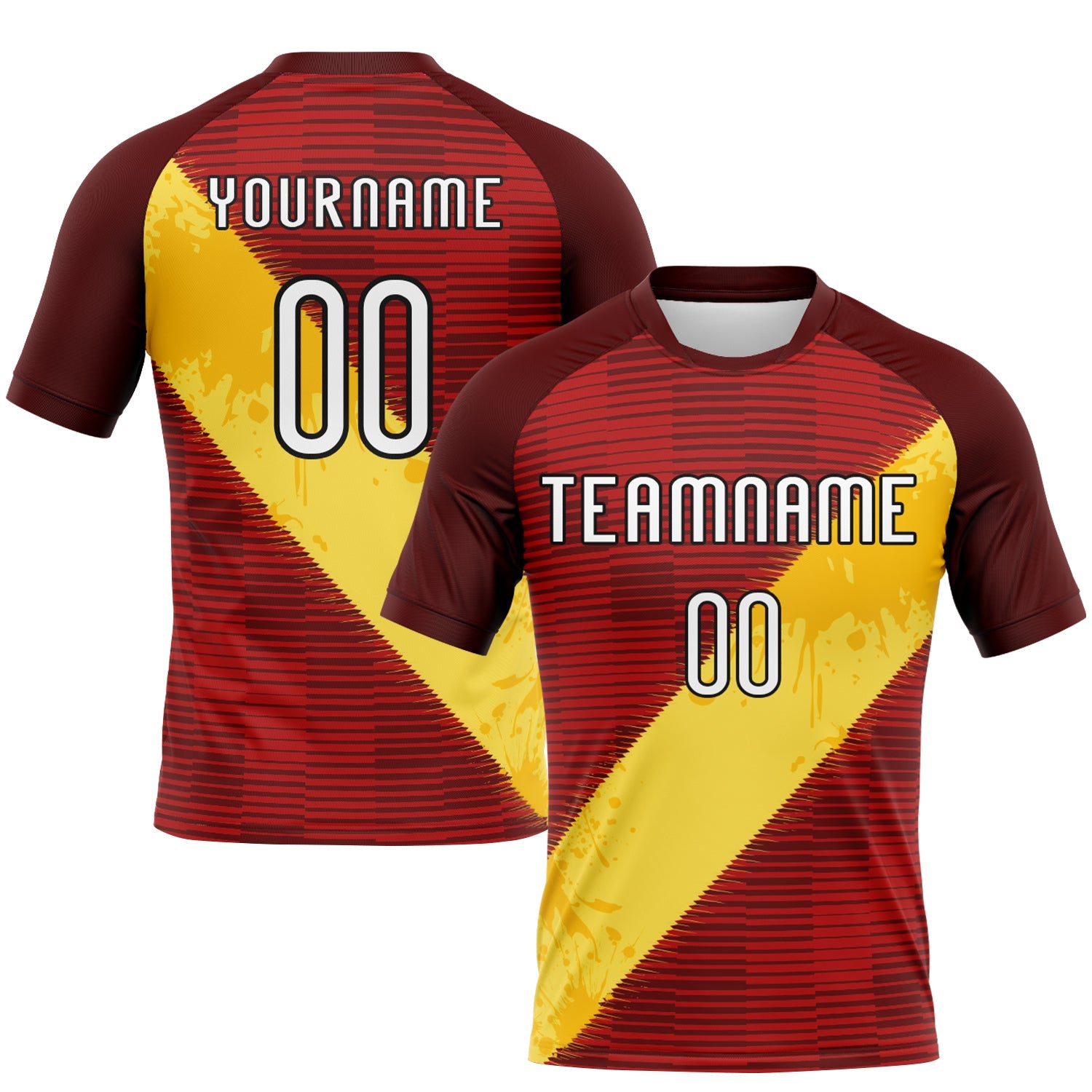 Custom Red Yellow-Black Lines Sublimation Volleyball Uniform Jersey - Main View