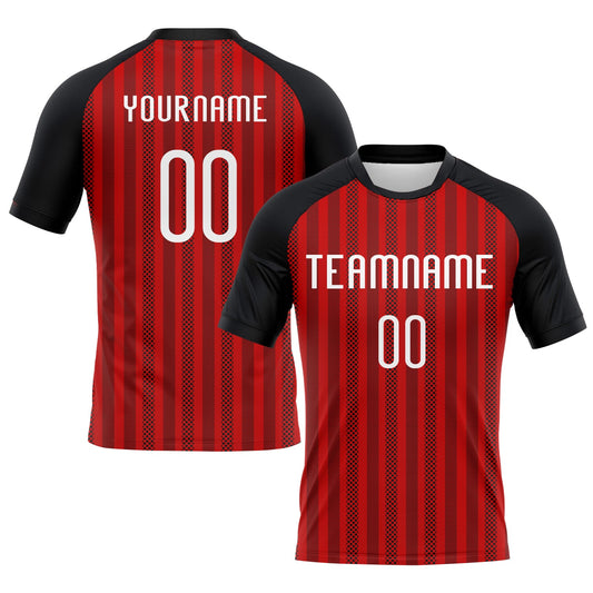 Custom Red White-Black Lines Sublimation Volleyball Uniform Jersey - Main View