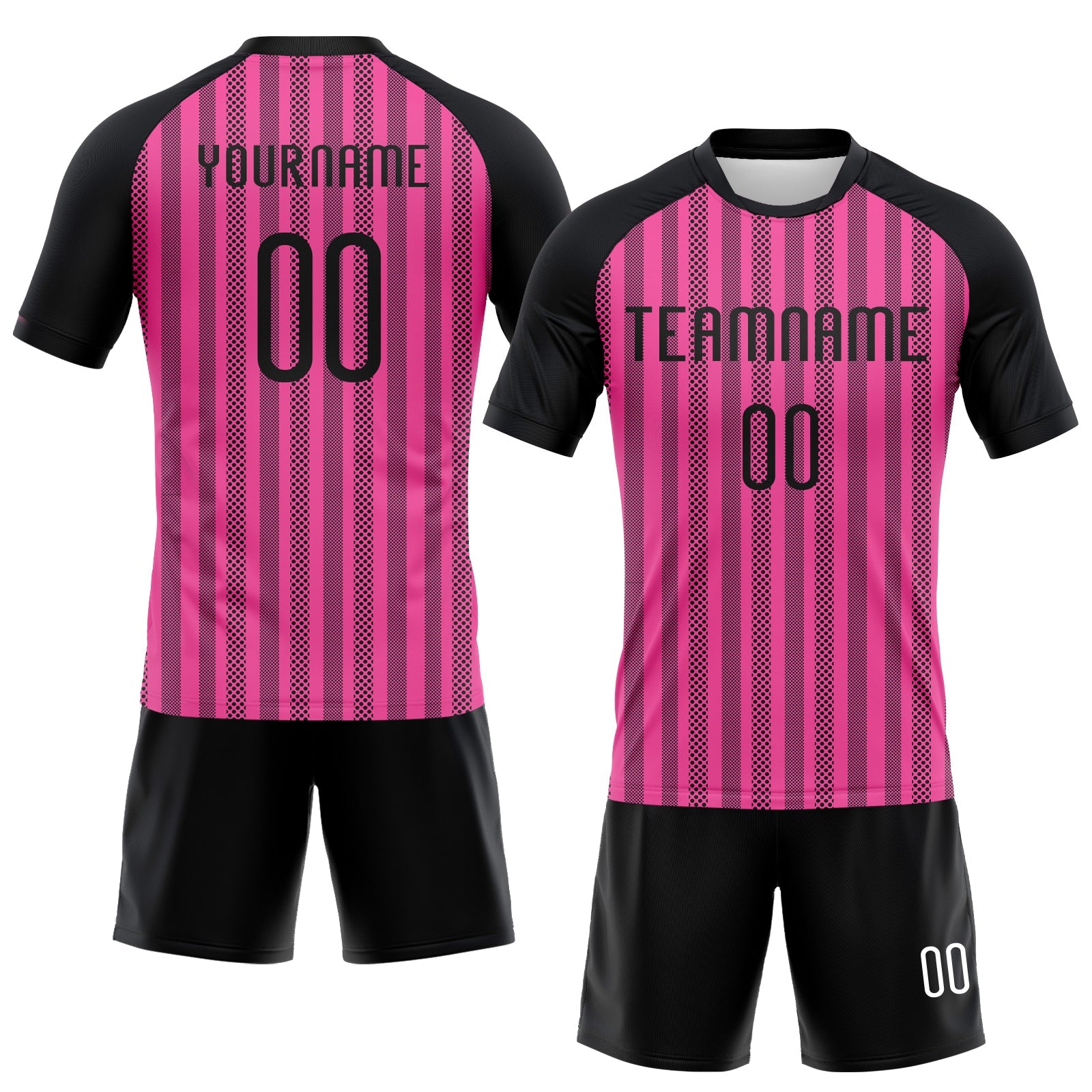 Custom Pink Black-White Lines Sublimation Volleyball Uniform Jersey view 2