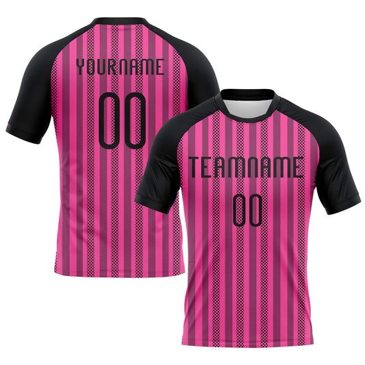 Custom Pink Black-White Lines Sublimation Volleyball Uniform Jersey - Main View