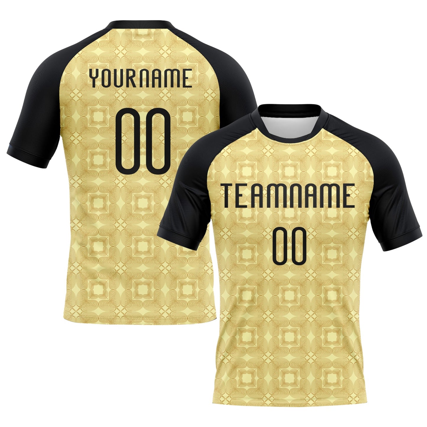 Custom Neon Yellow Black-White Geometric Shape Sublimation Volleyball Uniform Jersey - Main View