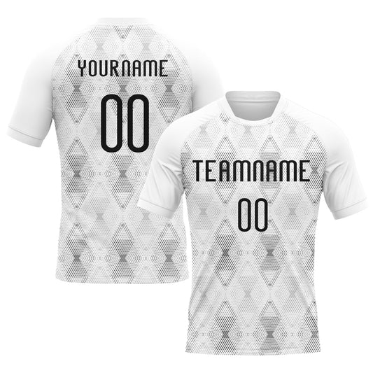 Custom White Black Geometric Shape Sublimation Volleyball Uniform Jersey - Main View
