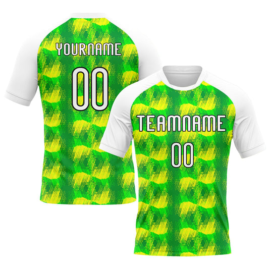 Custom Neon Green White-Black Abstract Shape Sublimation Volleyball Uniform Jersey - Main View