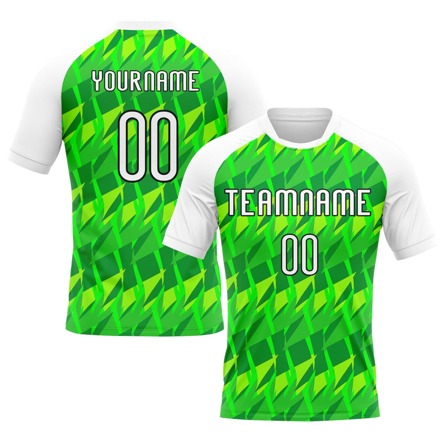 Custom Neon Green White-Black Abstract Shape Sublimation Volleyball Uniform Jersey - Main View