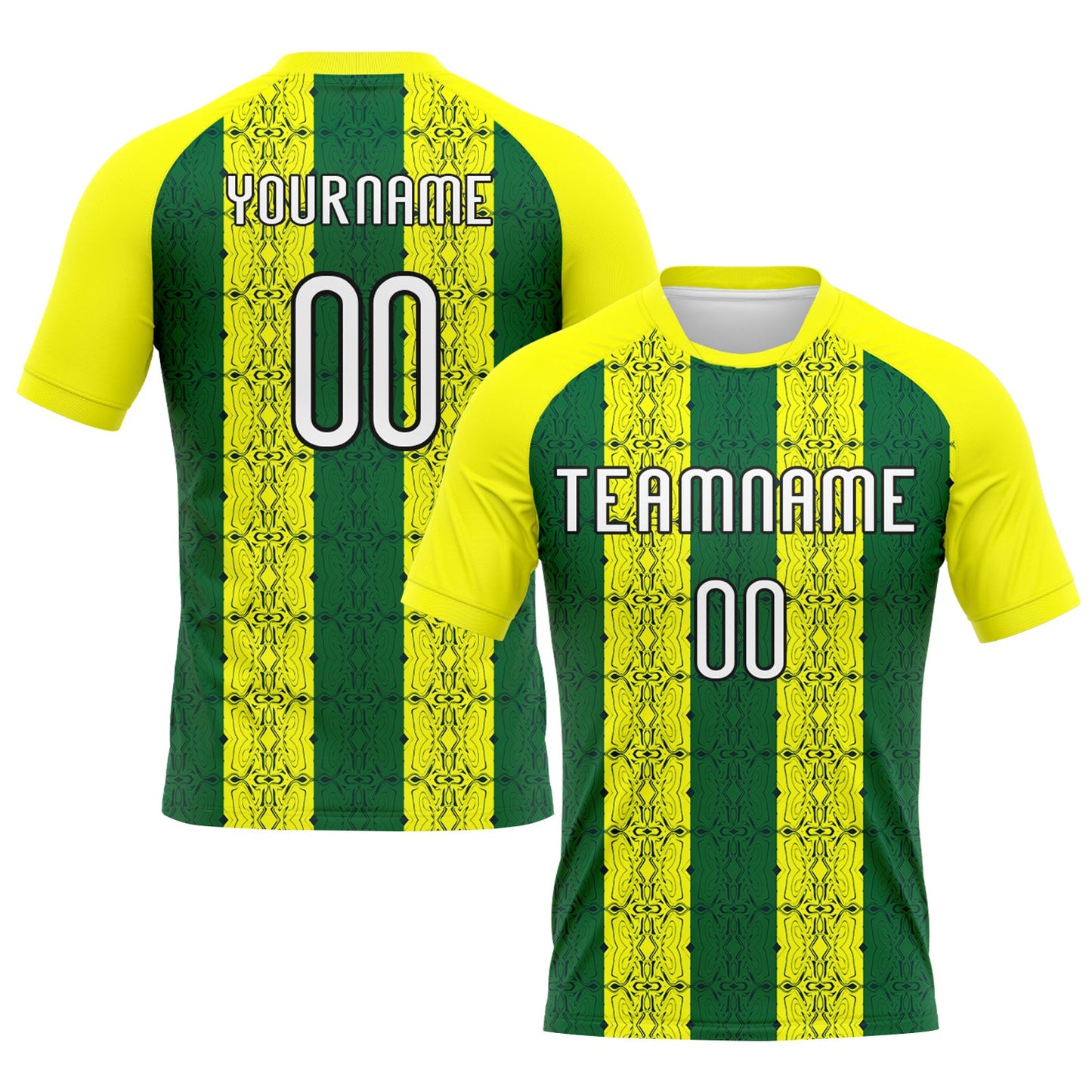 Custom Light Yellow Green-Black Abstract Shape Sublimation Volleyball Uniform Jersey - Main View