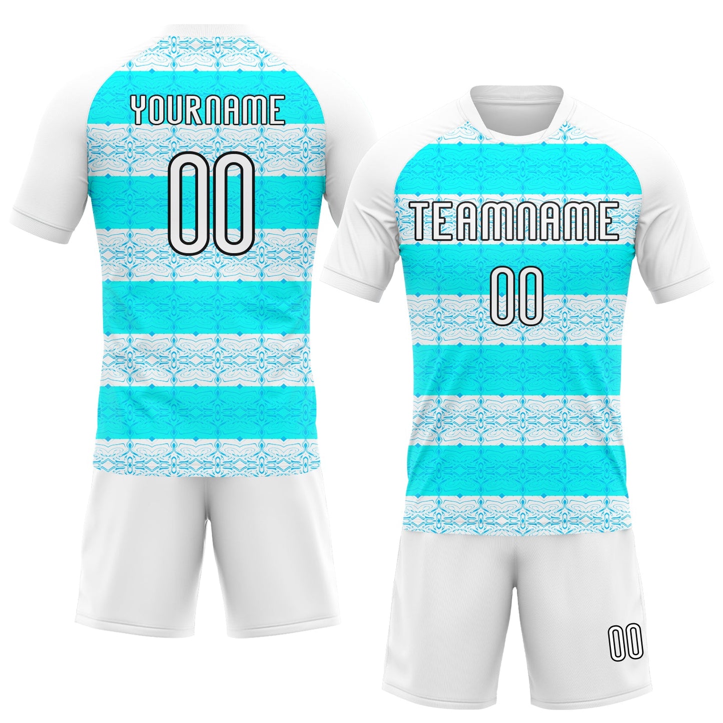 Custom White Lakes Blue-Black Abstract Shape Sublimation Volleyball Uniform Jersey view 2