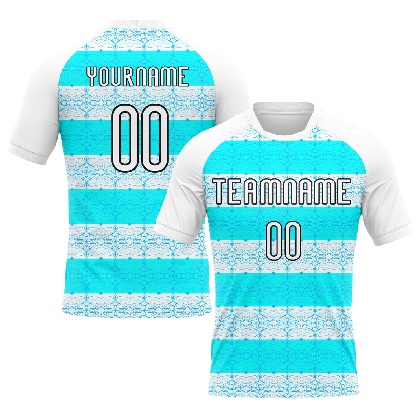 Custom White Lakes Blue-Black Abstract Shape Sublimation Volleyball Uniform Jersey - Main View