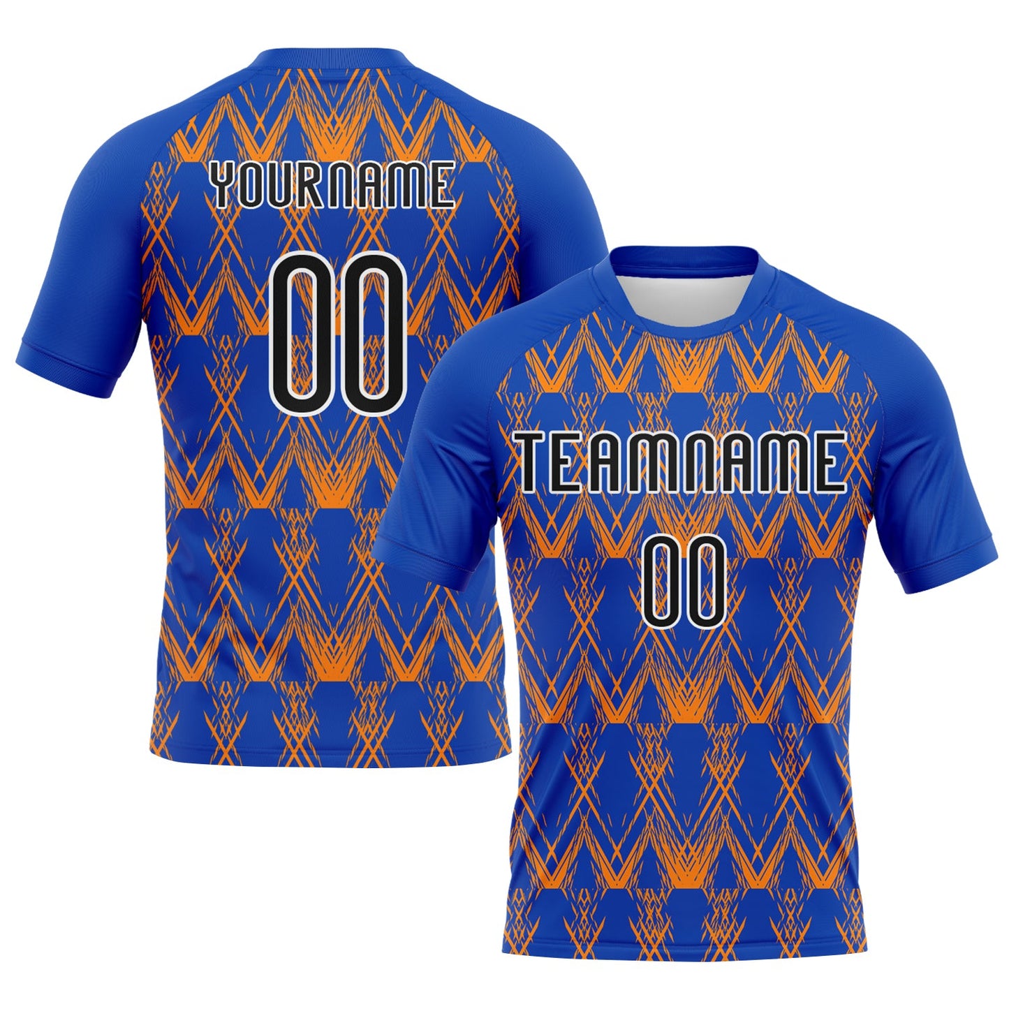 Custom Thunder Blue Black-Bay Orange Abstract Shape Sublimation Volleyball Uniform Jersey - Main View