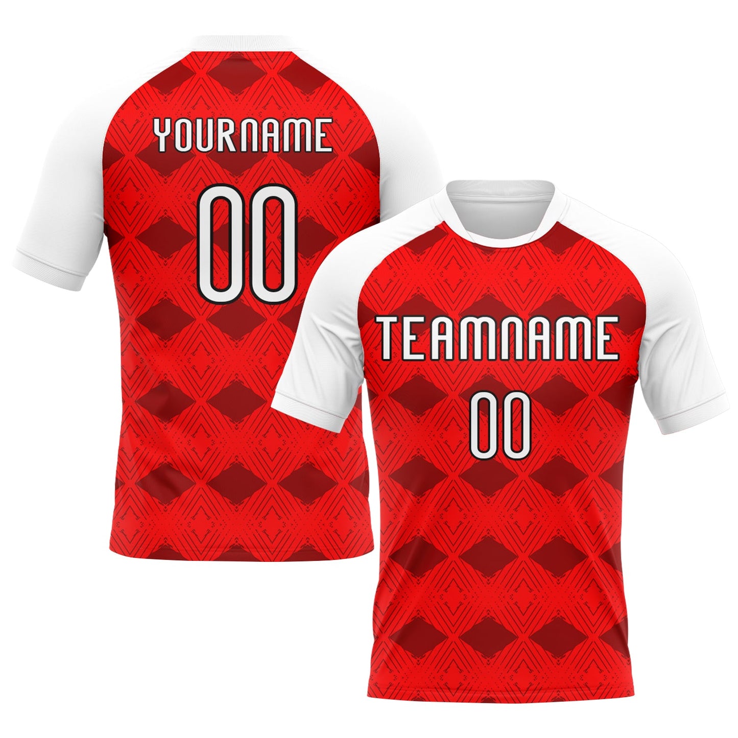 Custom Red White-Black Geometric Shape Sublimation Volleyball Uniform Jersey - Main View