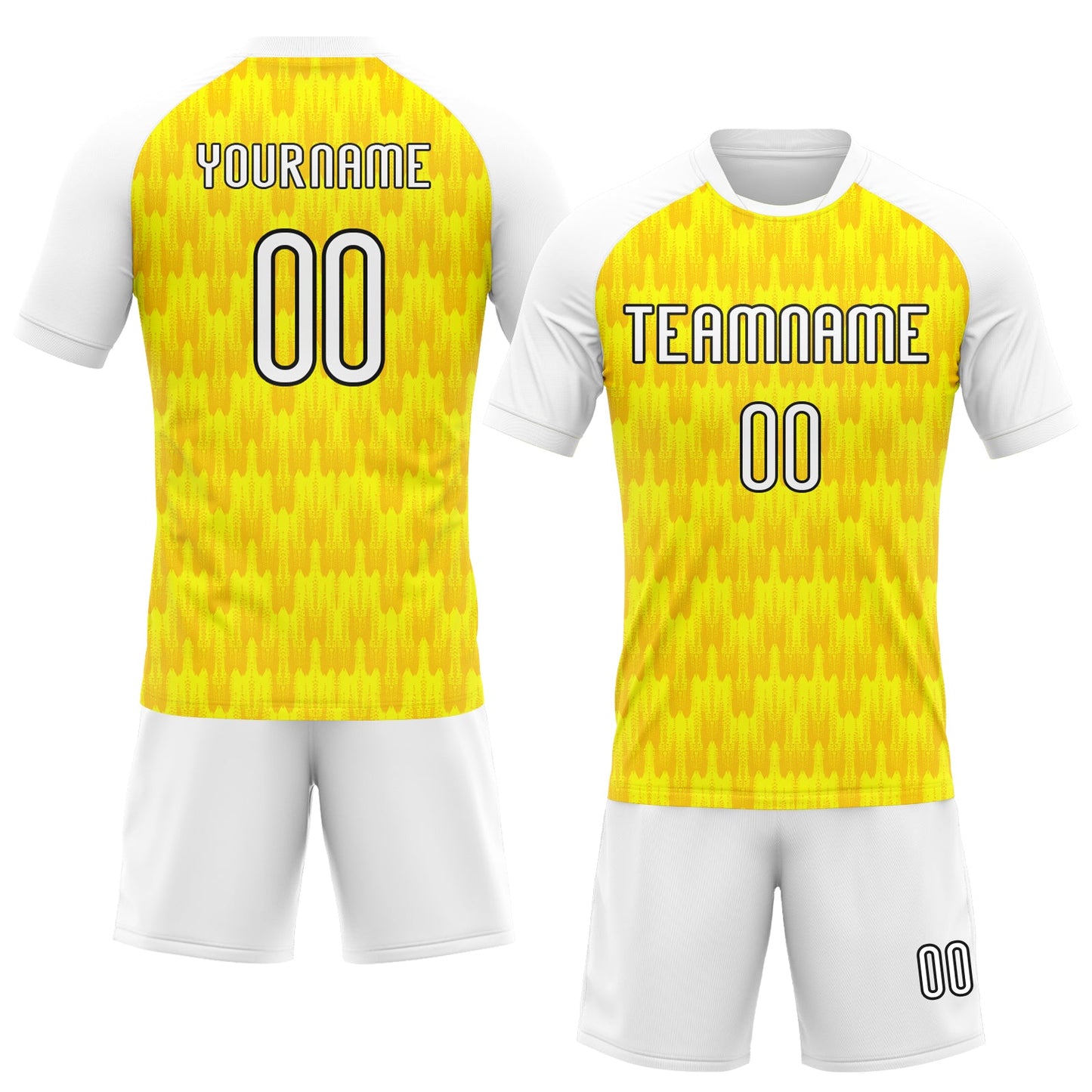 Custom Light Yellow White-Black Splash Sublimation Volleyball Uniform Jersey view 2