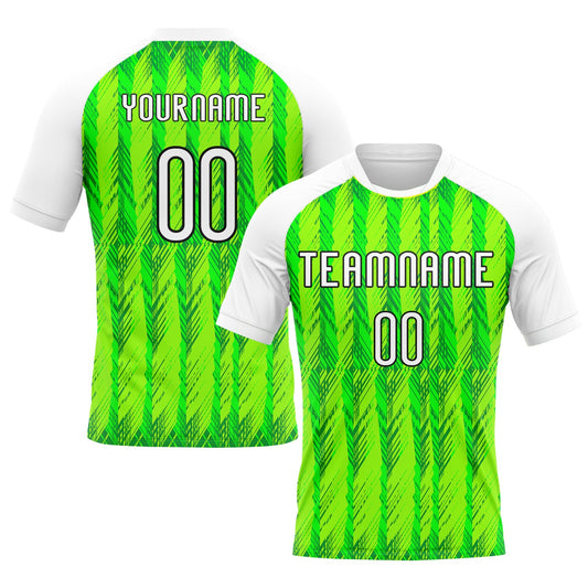 Custom Neon Green White-Black Geometric Shape Sublimation Volleyball Uniform Jersey - Main View