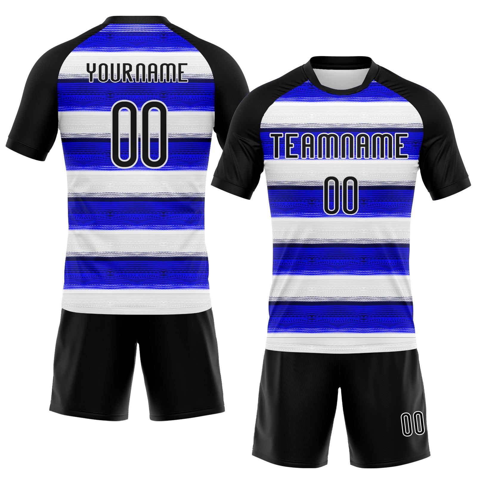 Custom Thunder Blue Black-White Lines Sublimation Volleyball Uniform Jersey view 2