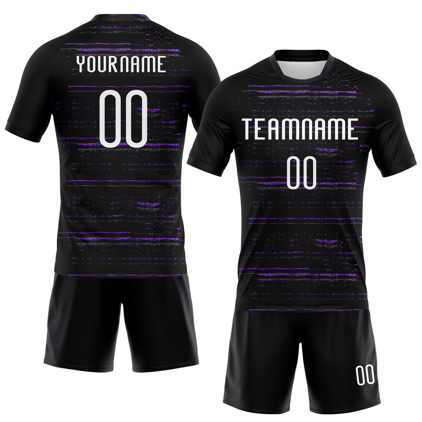 Custom Black White-Purple Bright Lines Sublimation Volleyball Uniform Jersey view 2