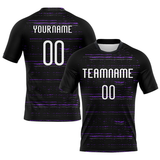 Custom Black White-Purple Bright Lines Sublimation Volleyball Uniform Jersey - Main View