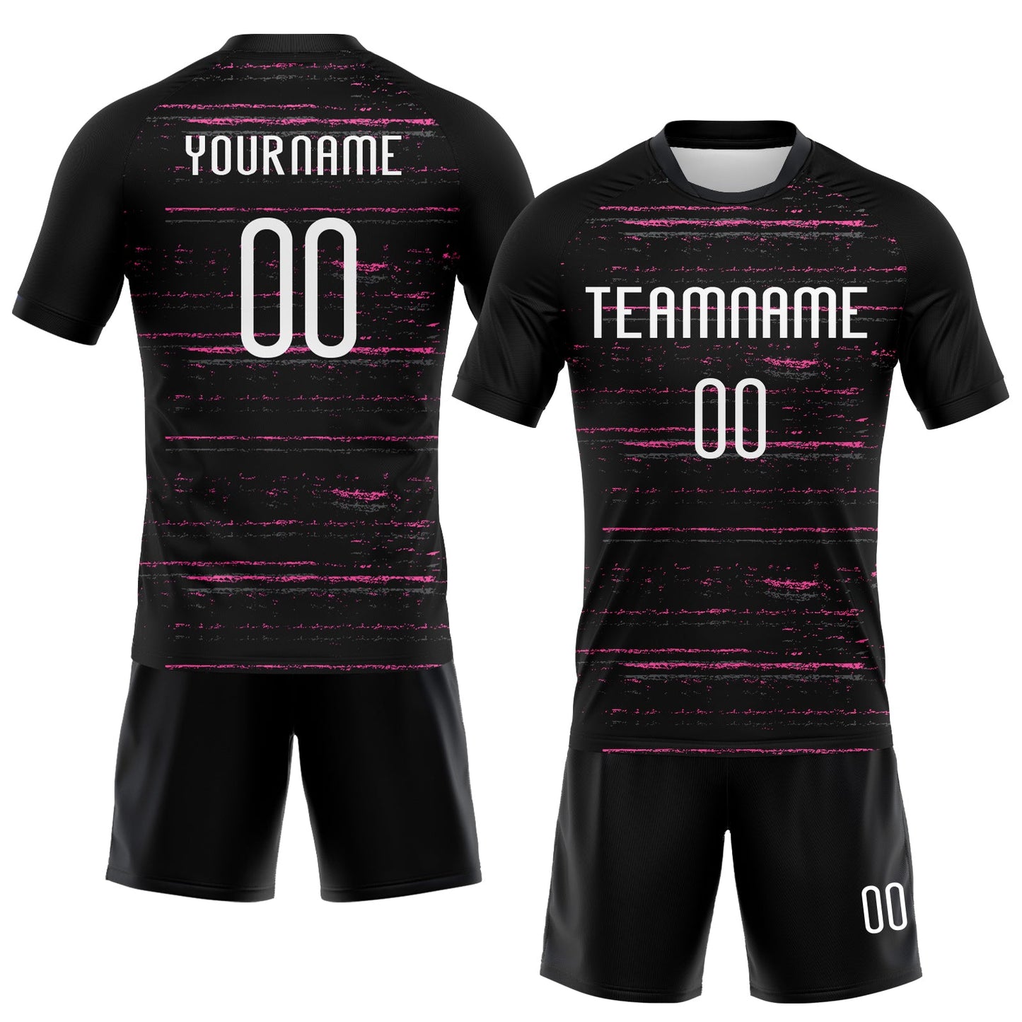 Custom Black White-Pink Bright Lines Sublimation Volleyball Uniform Jersey view 2