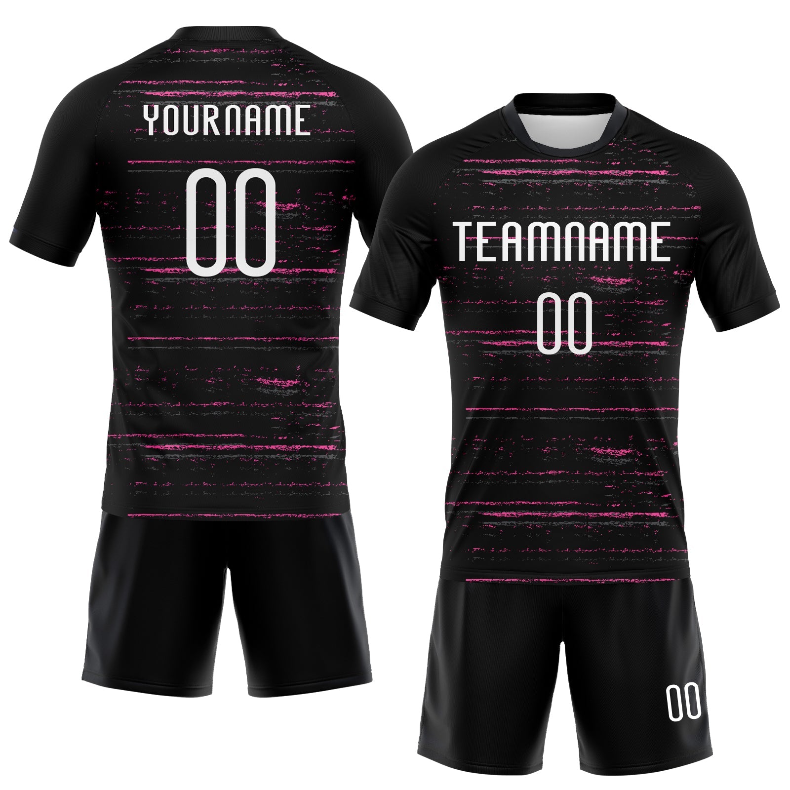 Custom Black White-Pink Bright Lines Sublimation Volleyball Uniform Jersey view 2