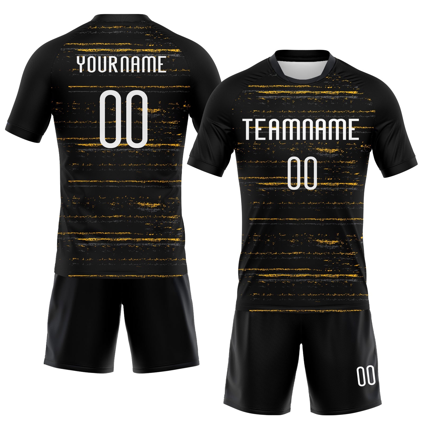 Custom Black White-Gold Bright Lines Sublimation Volleyball Uniform Jersey view 2