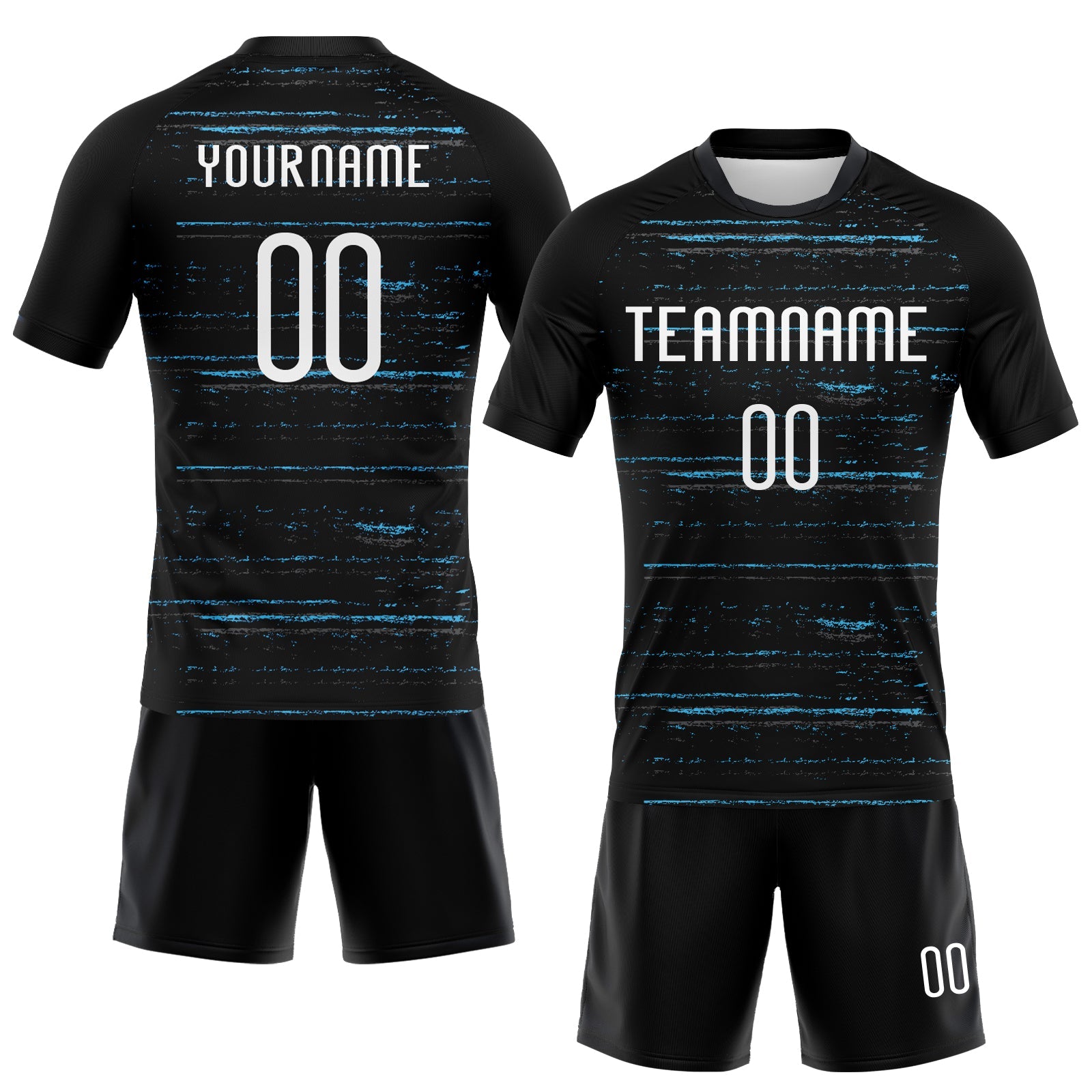 Custom Black White-Sky Blue Bright Lines Sublimation Volleyball Uniform Jersey view 2