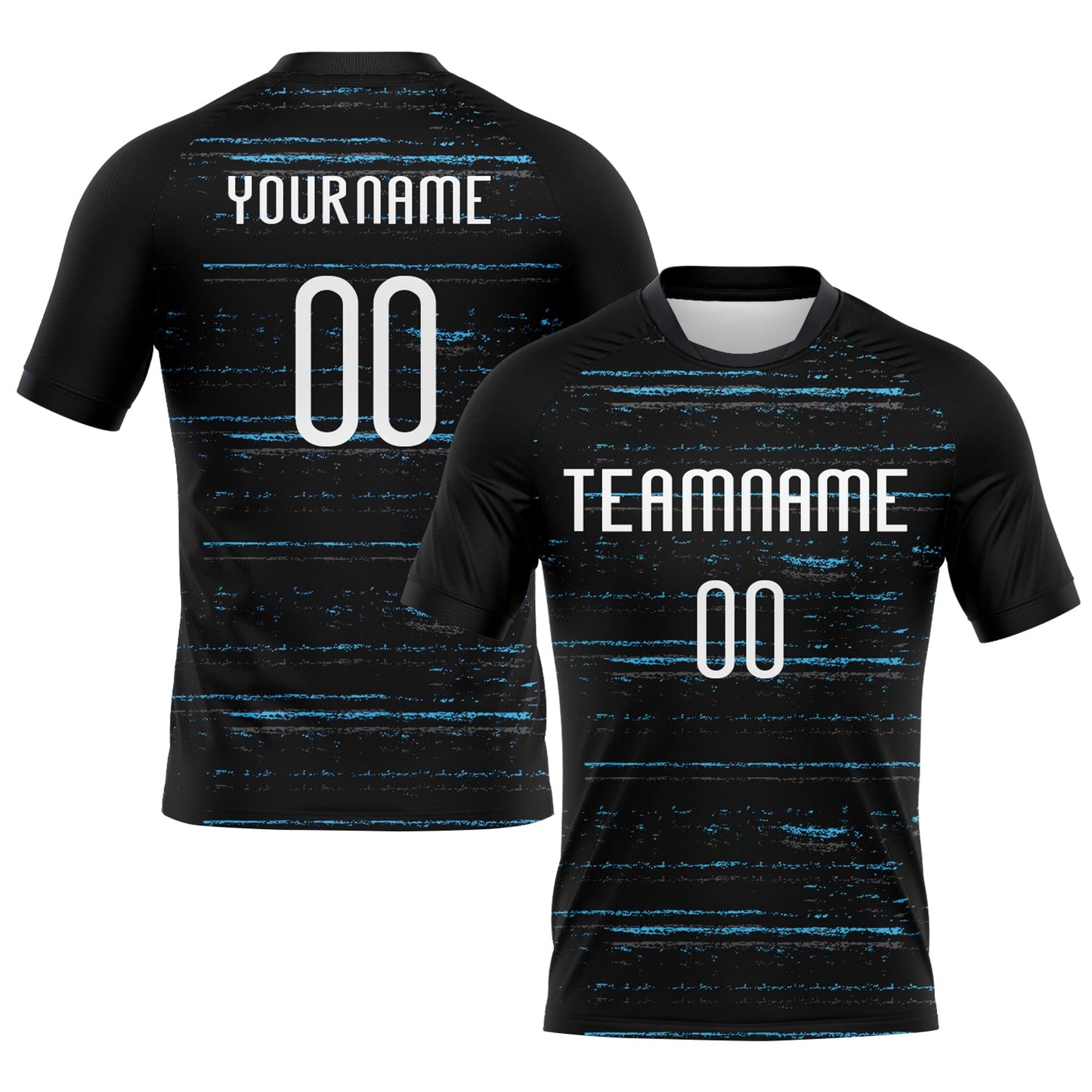Custom Black White-Sky Blue Bright Lines Sublimation Volleyball Uniform Jersey - Main View