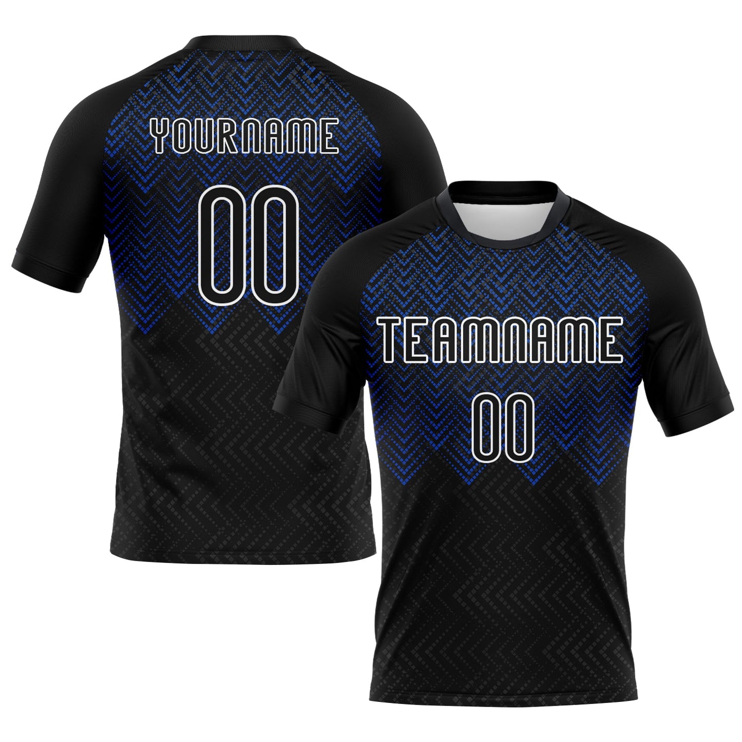 Custom Black Thunder Blue-White Geometric Shape Sublimation Volleyball Uniform Jersey - Main View