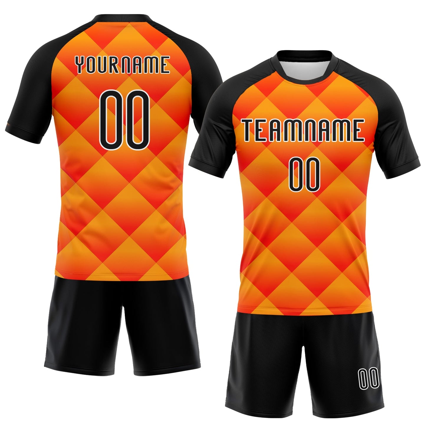 Custom Red Black-Yellow Geometric Shape Sublimation Volleyball Uniform Jersey view 2