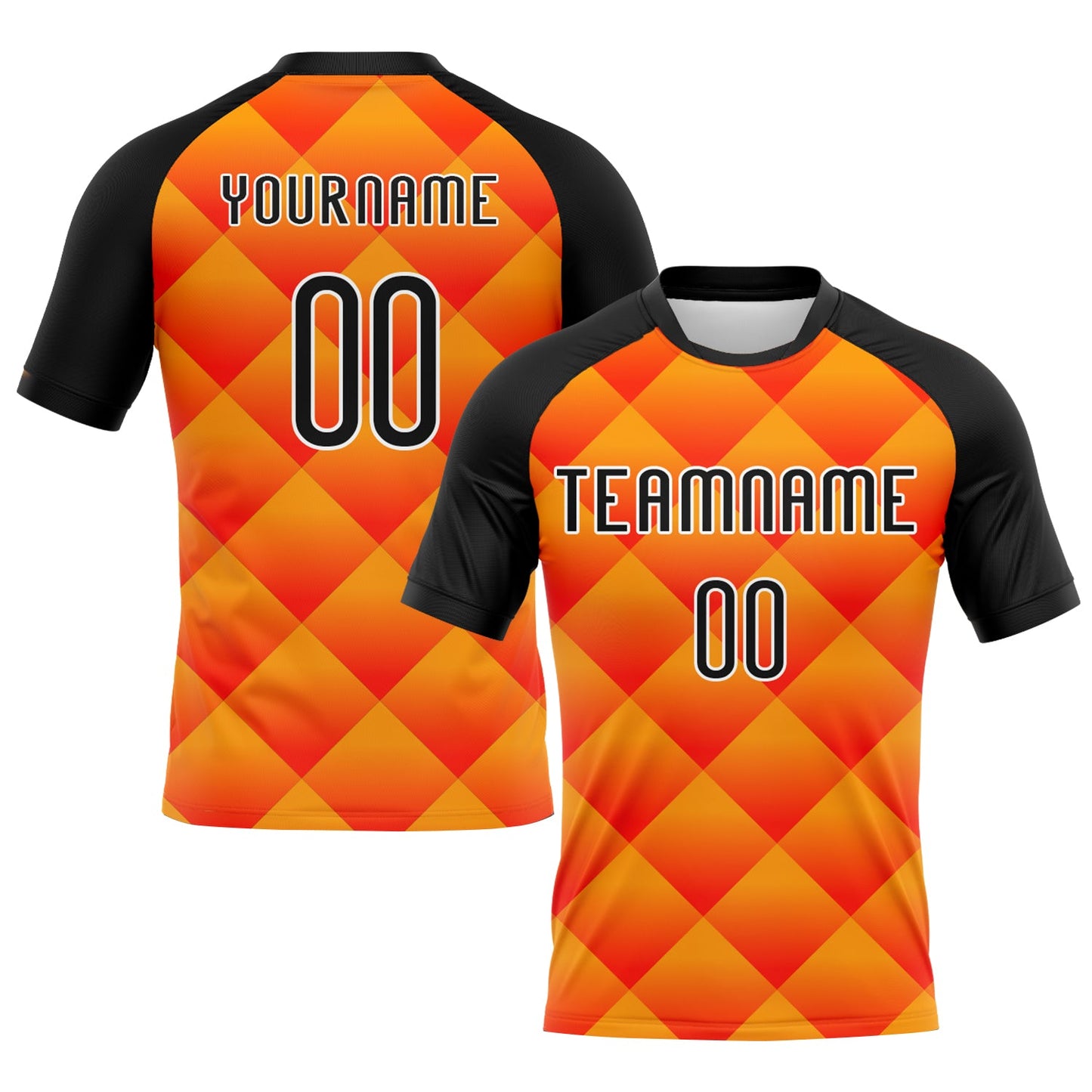 Custom Red Black-Yellow Geometric Shape Sublimation Volleyball Uniform Jersey - Main View