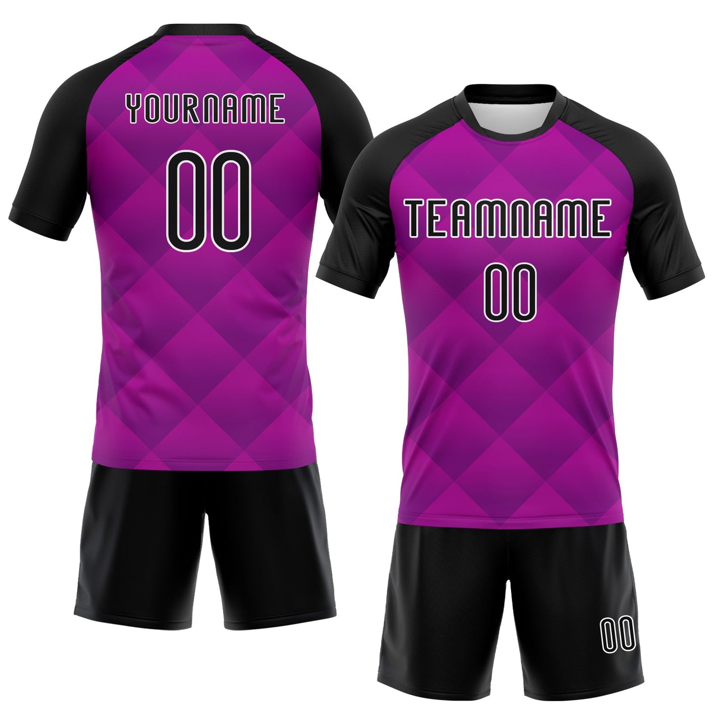 Custom Purple Black-White Geometric Shape Sublimation Volleyball Uniform Jersey view 2