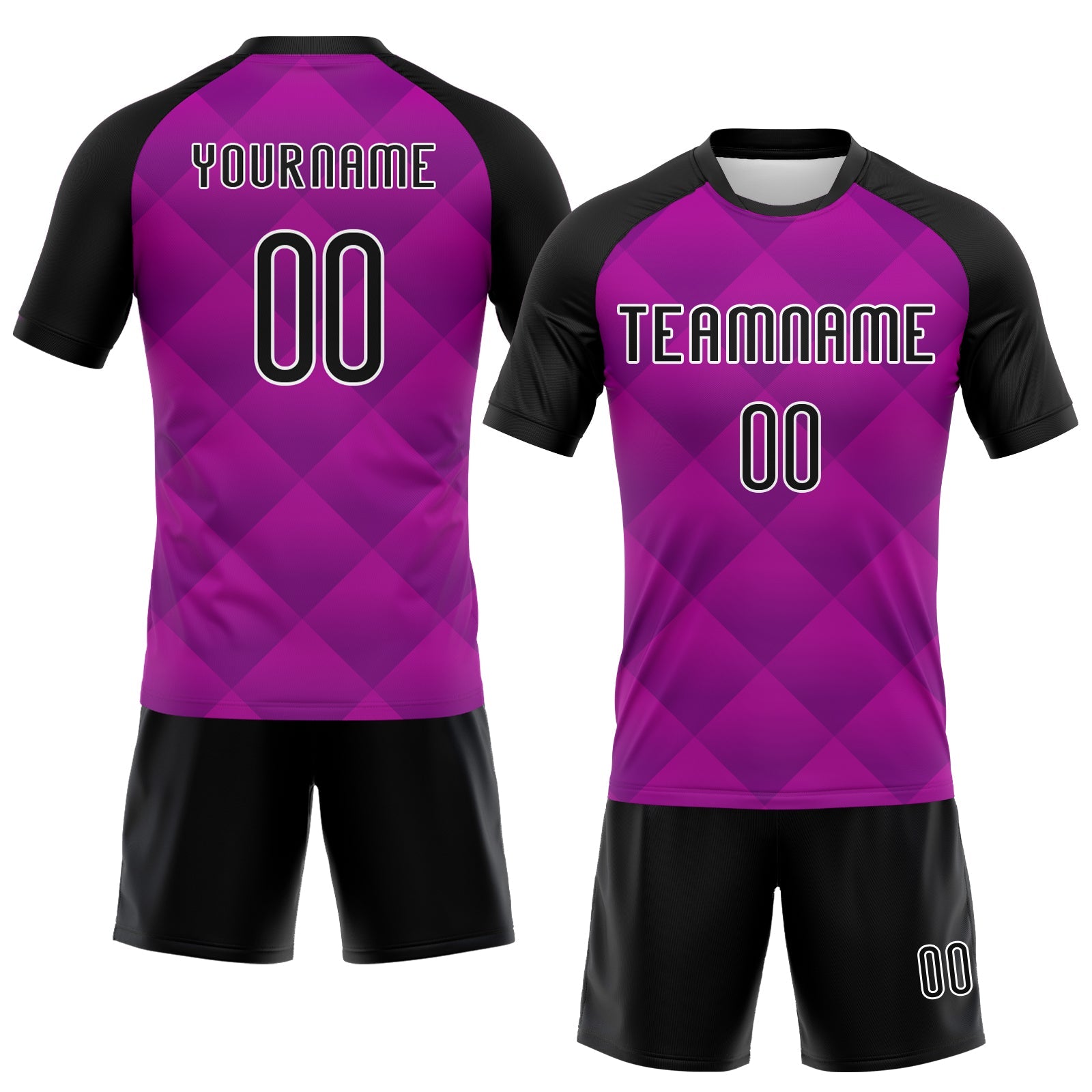 Custom Purple Black-White Geometric Shape Sublimation Volleyball Uniform Jersey view 2