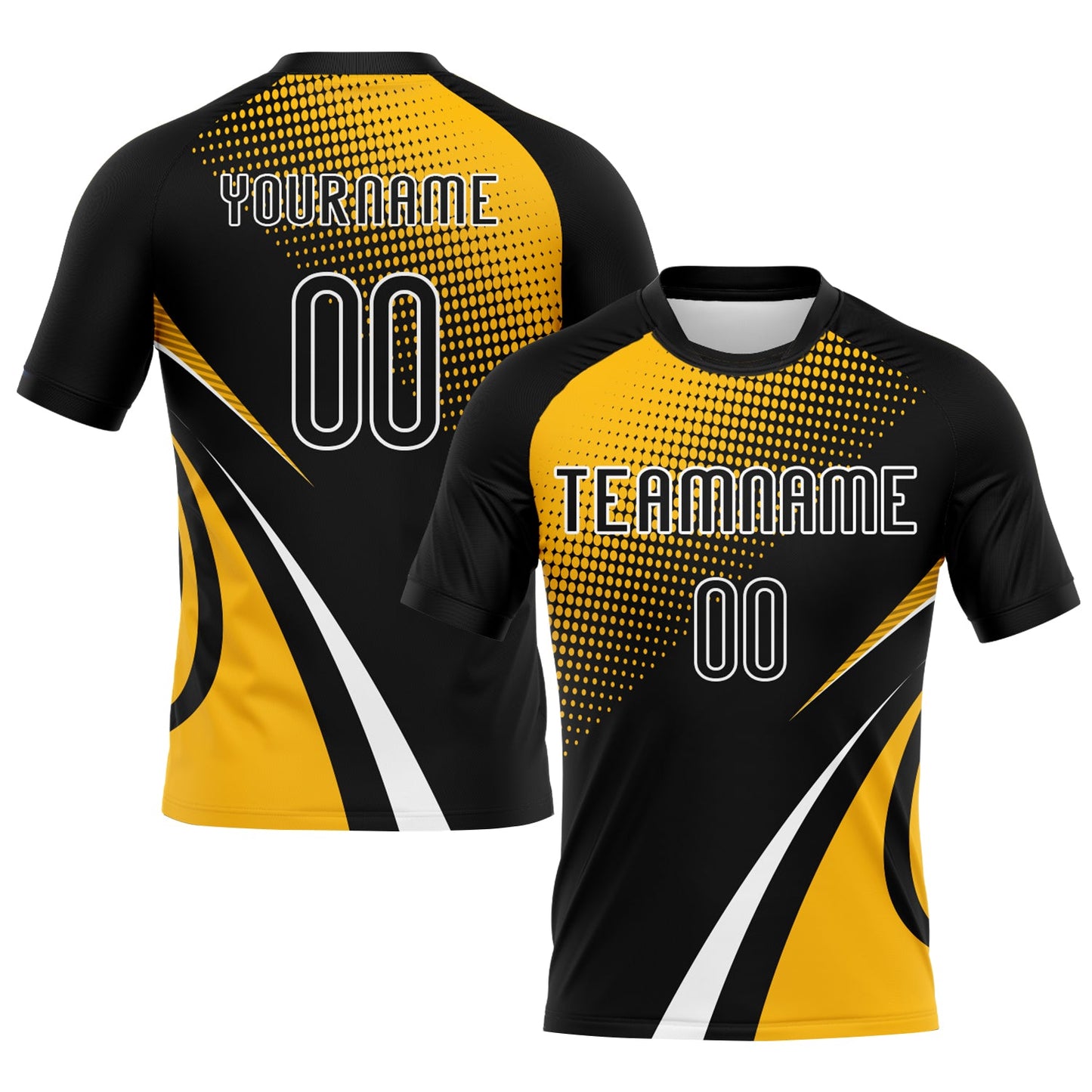 Custom Black Gold-White Lines And Dots Sublimation Volleyball Uniform Jersey - Main View