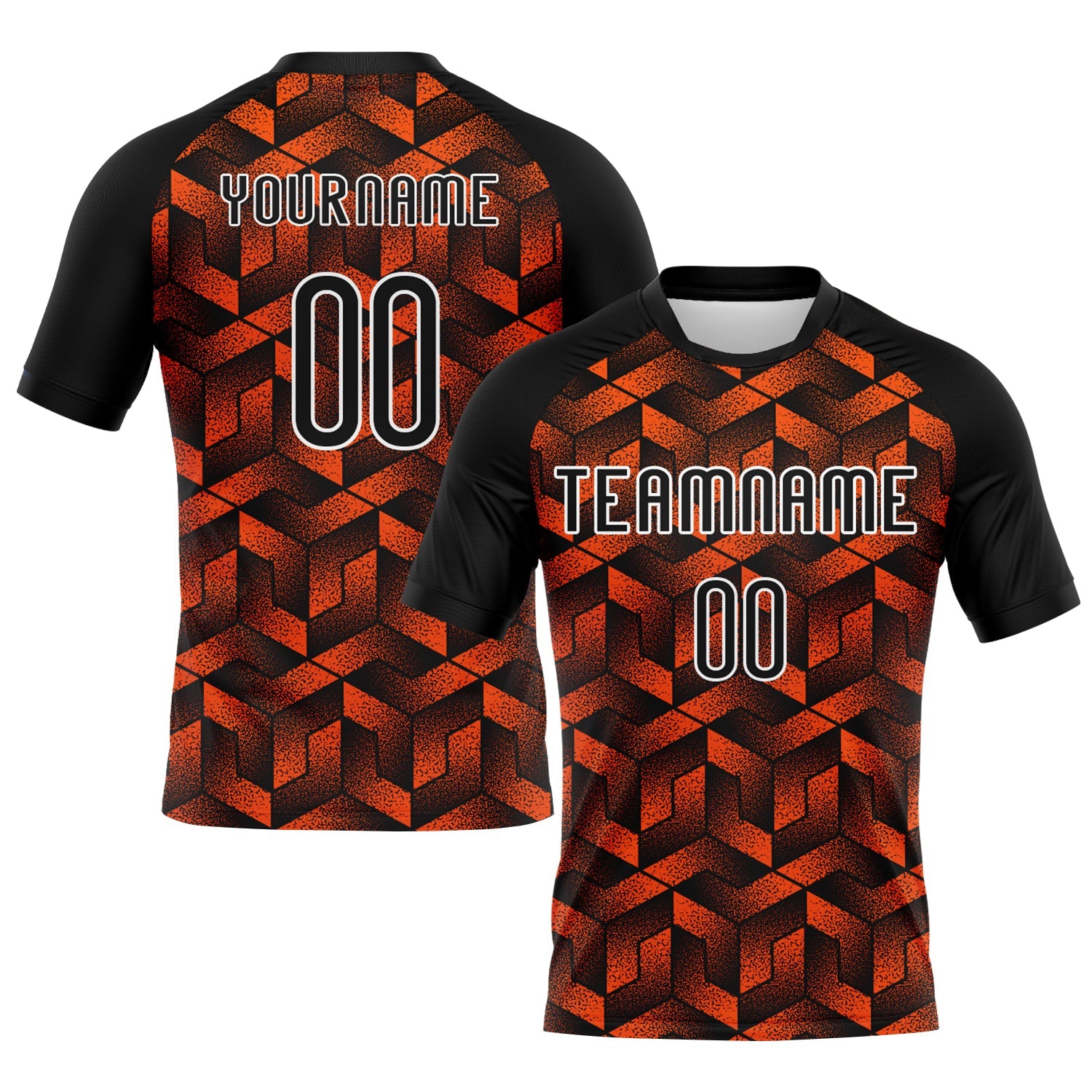 Custom Orange Black-White Geometric Shape Sublimation Volleyball Uniform Jersey - Main View