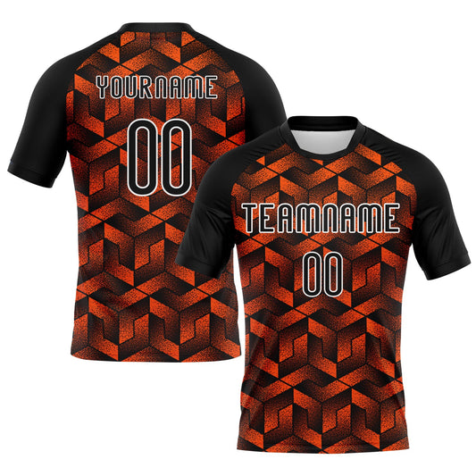 Custom Orange Black-White Geometric Shape Sublimation Volleyball Uniform Jersey - Main View